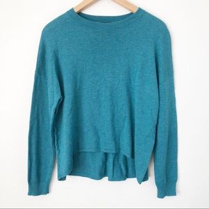 Trouve Nordstrom Cashmere Blend Teal Blue Knit Sweater Sz S Long Sleeve Pullover